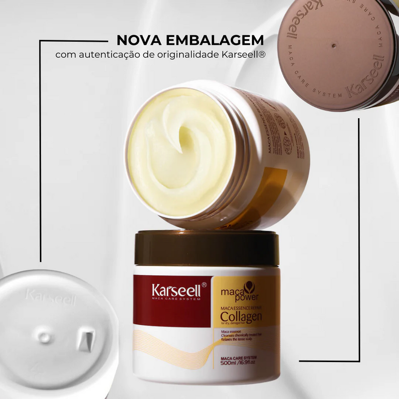 Karseell - Máscara de Colágeno Alemã 500g (Restauração Completa) + Brinde Óleo de Maca Essence